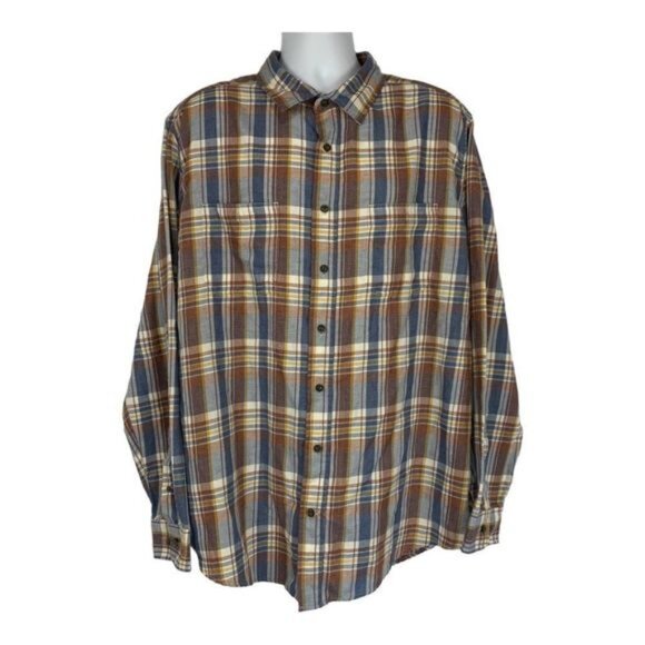 George Classic Fit Mens Plaid Button-Up Shirt Size 2XL Cotton Blend - Picture 1 of 6